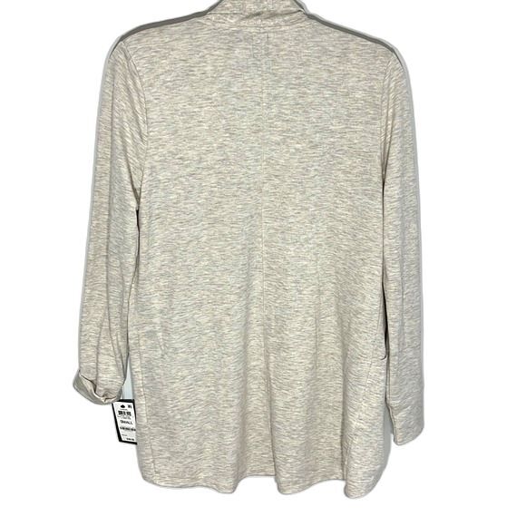 Ideology Open Front Pockets Cardigan Heathered Off White Cream Size Small NWT - Picture 4 of 9